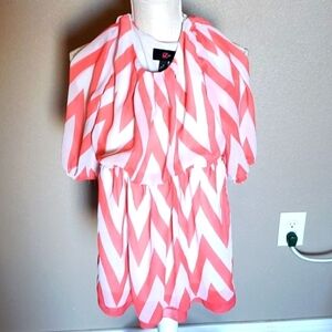 IZ Girl chevron print ruched waistline flowy midi dress